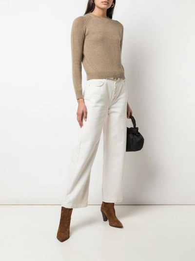 Shop Alexandra Golovanoff Mila Cropped Sweater In Brown