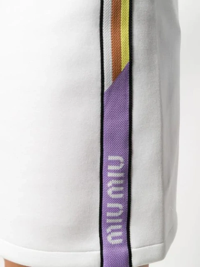 Shop Miu Miu Side Stripe Track Skirt In F0009 Bianco