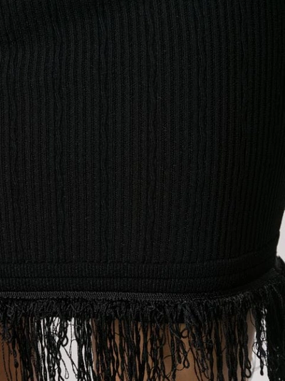 Shop Balmain Knitted Fringed Skirt In Black