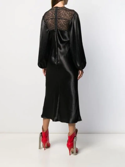 Shop Christopher Kane Satin Lace Dress In Black