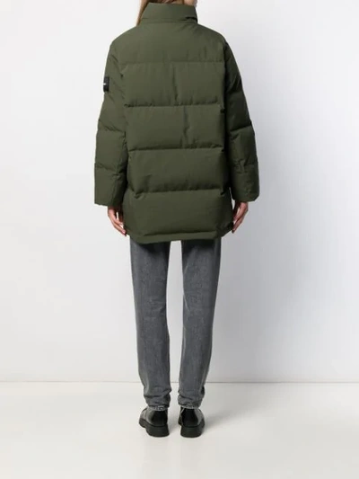 Shop Calvin Klein Faux-fur Hooded Jacket In Green