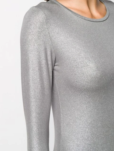 Shop Majestic Glitter-effect Long Sleeve Top In Grey