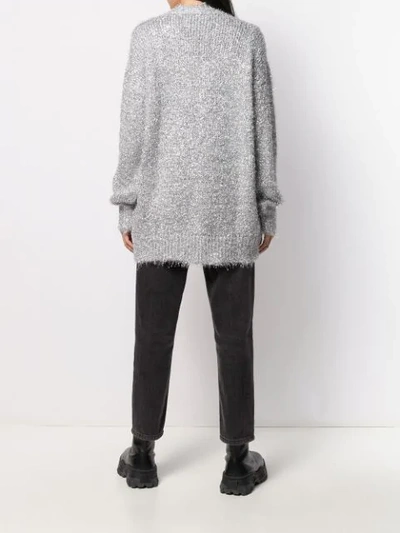 Shop Msgm Embroidered Metallic Jumper In Grey