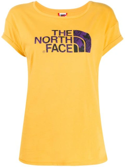 Shop The North Face Logo Print T In Yellow