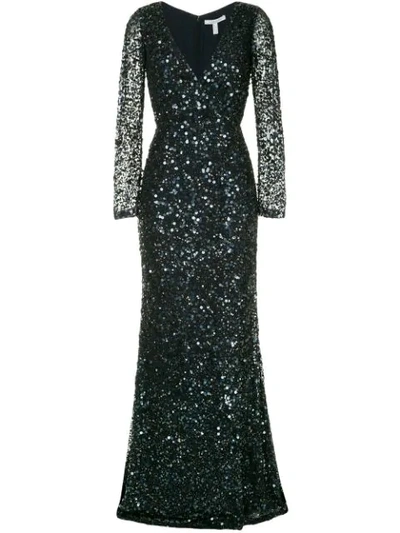 Shop Rachel Gilbert Sequins Gown In Blue