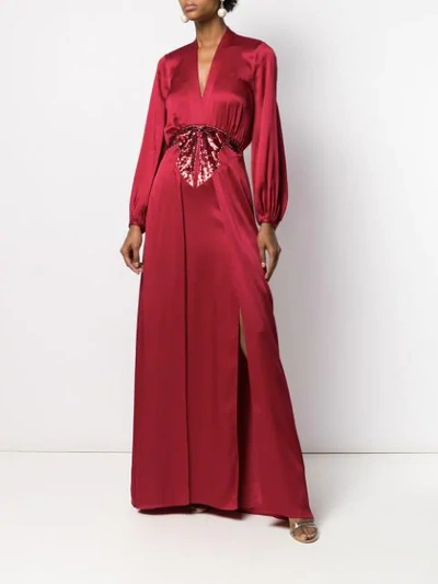 Shop Temperley London Lolita Sequinned-bow Gown In Red