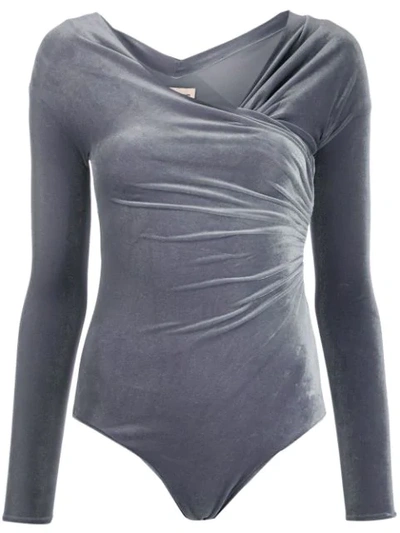 Shop Alexandre Vauthier Wrap Bodysuit In Silver