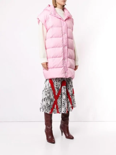 Shop Msgm Hooded Padded Gilet In Pink