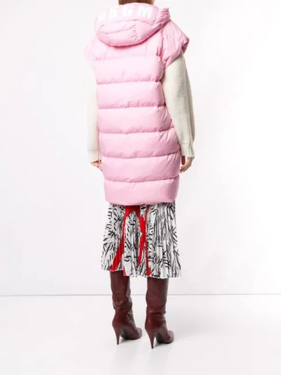 Shop Msgm Hooded Padded Gilet In Pink