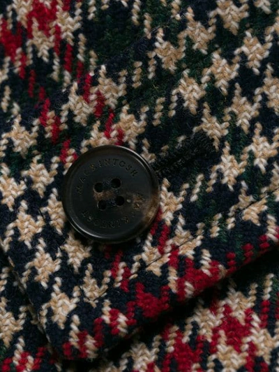 Shop Mackintosh Forfar Checkered Long Coat In Brown