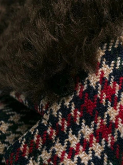 Shop Mackintosh Forfar Checkered Long Coat In Brown
