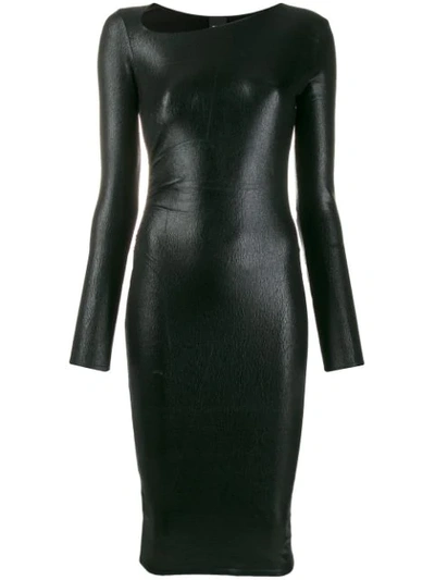 Shop Pinko Long-sleeve Fitted Dress In Z99 Black