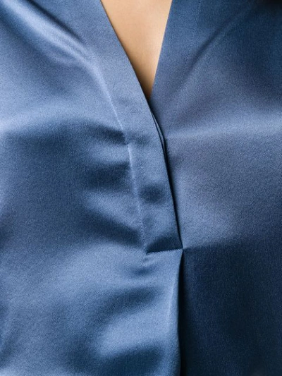Shop Vince V-neck Silk Blouse In Blue