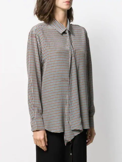 Shop Rokh Houndstooth Pussy-bow Blouse In Brown
