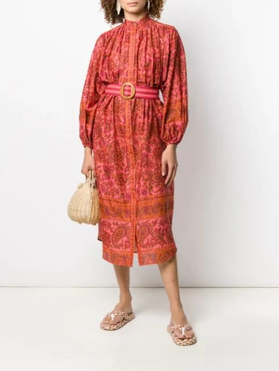 Shop Zimmermann Edie Paisley Print Shirt Dress In Orange