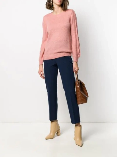 Shop Altea Cable Knit Sweater In Pink