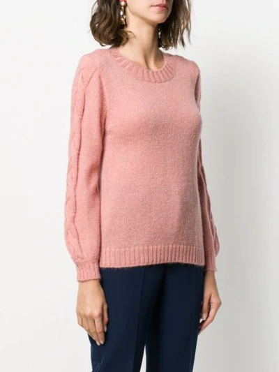 Shop Altea Cable Knit Sweater In Pink