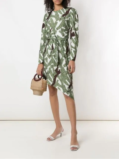 Shop Adriana Degreas Printed Short Dress In Green