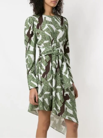 Shop Adriana Degreas Printed Short Dress In Green