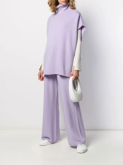 Shop Joseph Knitted Flared Trousers In Purple