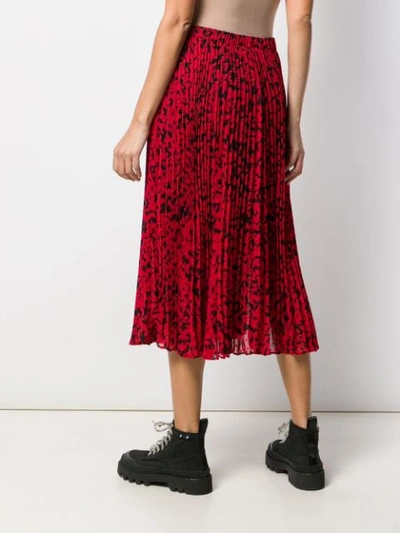 Shop Michael Michael Kors Floral Print Pleated Midi Skirt In Red
