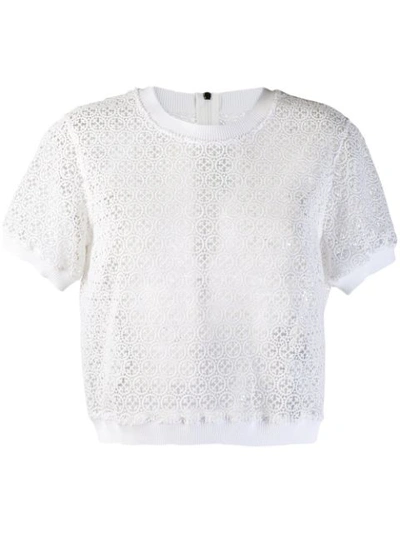 Shop Off-white Macrame Cropped Top In White