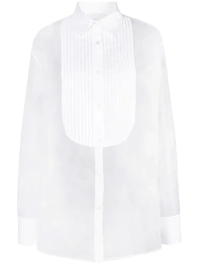 Shop Fleur Du Mal Pleated Bib Organza Shirt In White