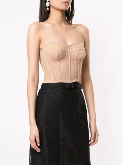 Shop Dolce & Gabbana Sheer Corset-style Top In Neutrals