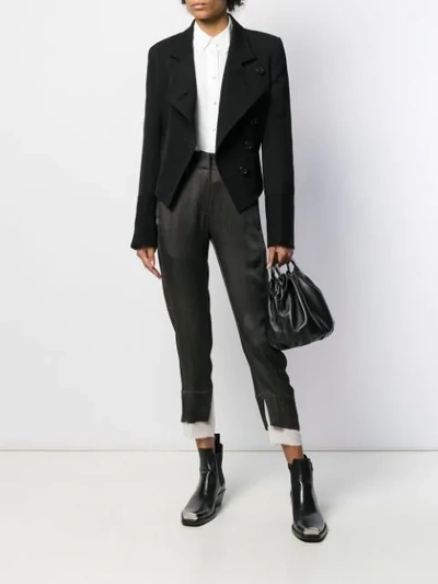 Shop Ann Demeulemeester Asymmetric Buttoned Jacket In Black