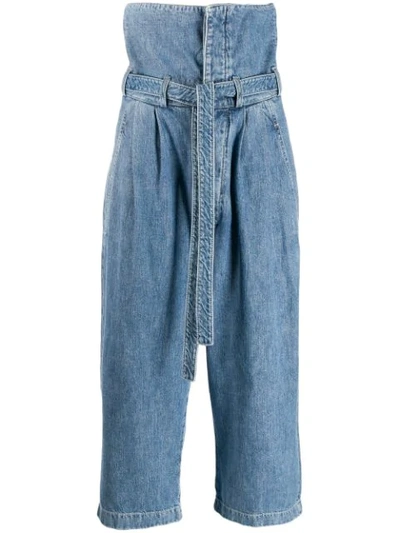Shop Loewe Extreme High-rise Cropped Jeans In Blue