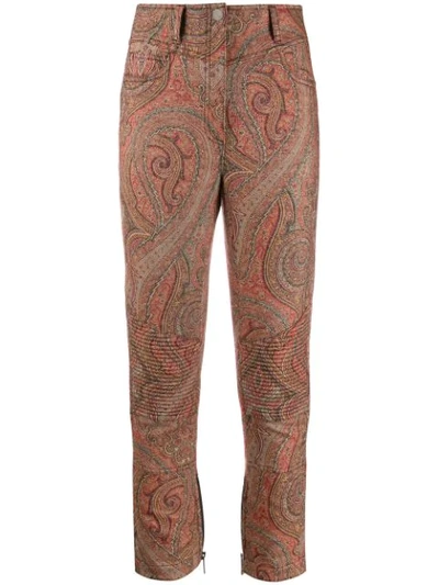 Shop Etro Paisley Jacquard Cropped Trousers In 800 Brow