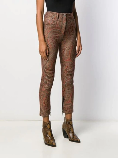 Shop Etro Paisley Jacquard Cropped Trousers In 800 Brow