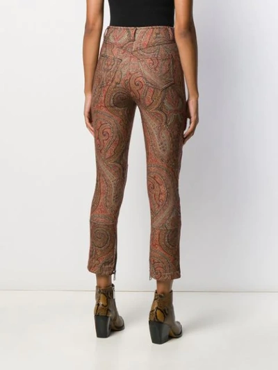Shop Etro Paisley Jacquard Cropped Trousers In 800 Brow