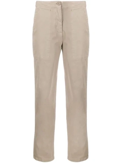 Shop Aspesi Crease Effect Cropped Trousers In Neutrals