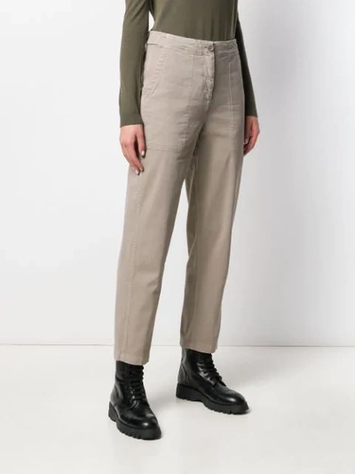 Shop Aspesi Crease Effect Cropped Trousers In Neutrals