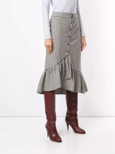 Shop Baum Und Pferdgarten Ruffle Detail Asymmetric Skirt In Grey