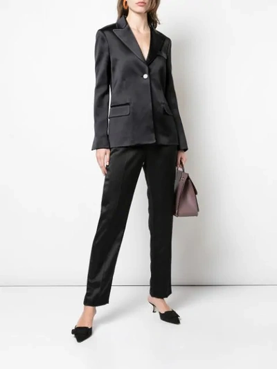 Shop Partow Owen Satin Blazer In Black