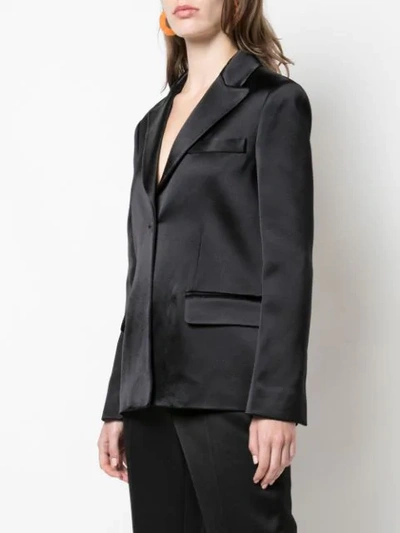 Shop Partow Owen Satin Blazer In Black