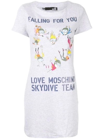 Shop Love Moschino Skydive Team T-shirt Dress In Grey