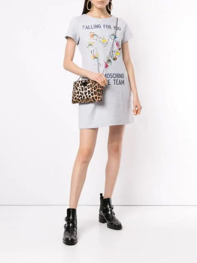 Shop Love Moschino Skydive Team T-shirt Dress In Grey