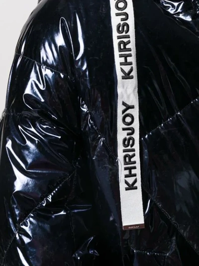 Shop Khrisjoy Metallic Puffer Jacket In Blue
