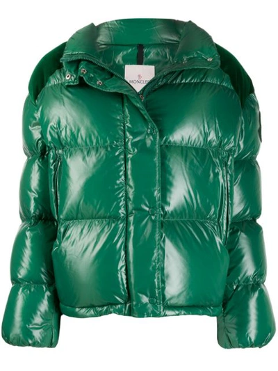 Shop Moncler Chouette Padded Velvet-patch Jacket In 854 Green