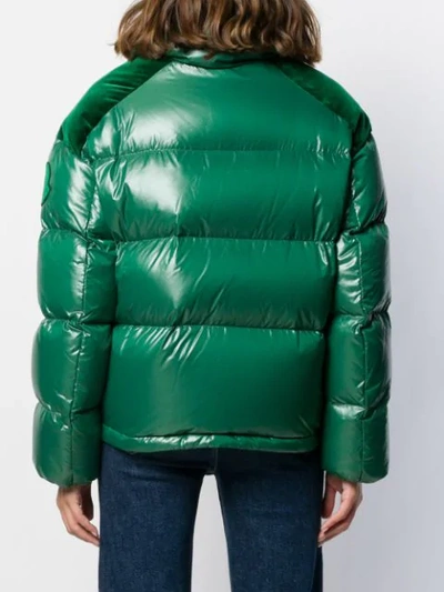 Shop Moncler Chouette Padded Velvet-patch Jacket In 854 Green