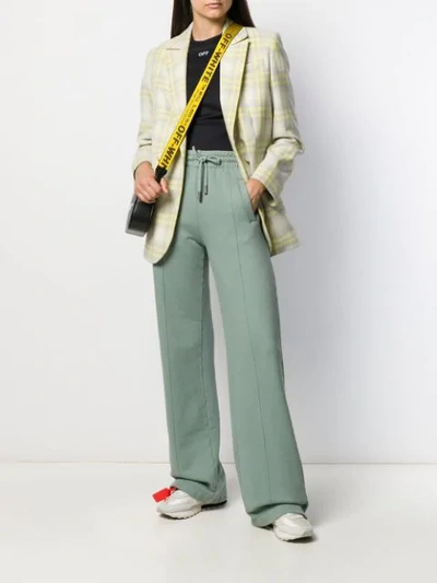Shop Off-white Knitted Flared Trousers In Green