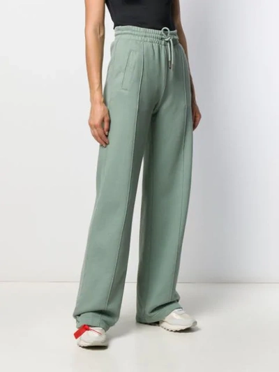 Shop Off-white Knitted Flared Trousers In Green