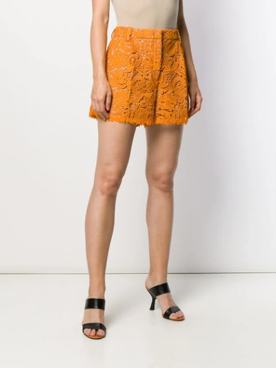 Nº21 短款花卉蕾丝短裤 - 橘色