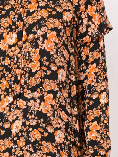 Shop Baum Und Pferdgarten Floral Printed Midi Dress In Black ,orange