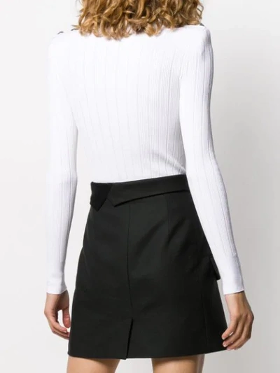 Shop Balmain Rib-knit Bodysuit In White