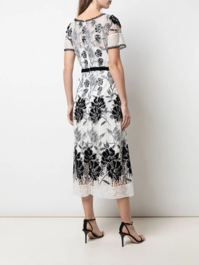 Shop Marchesa Notte Embroidered Floral Dress In White