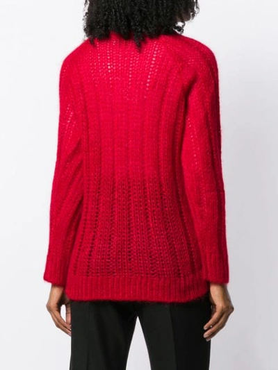 Shop Prada Ribbed Open Knit Jumper - Rot In Red